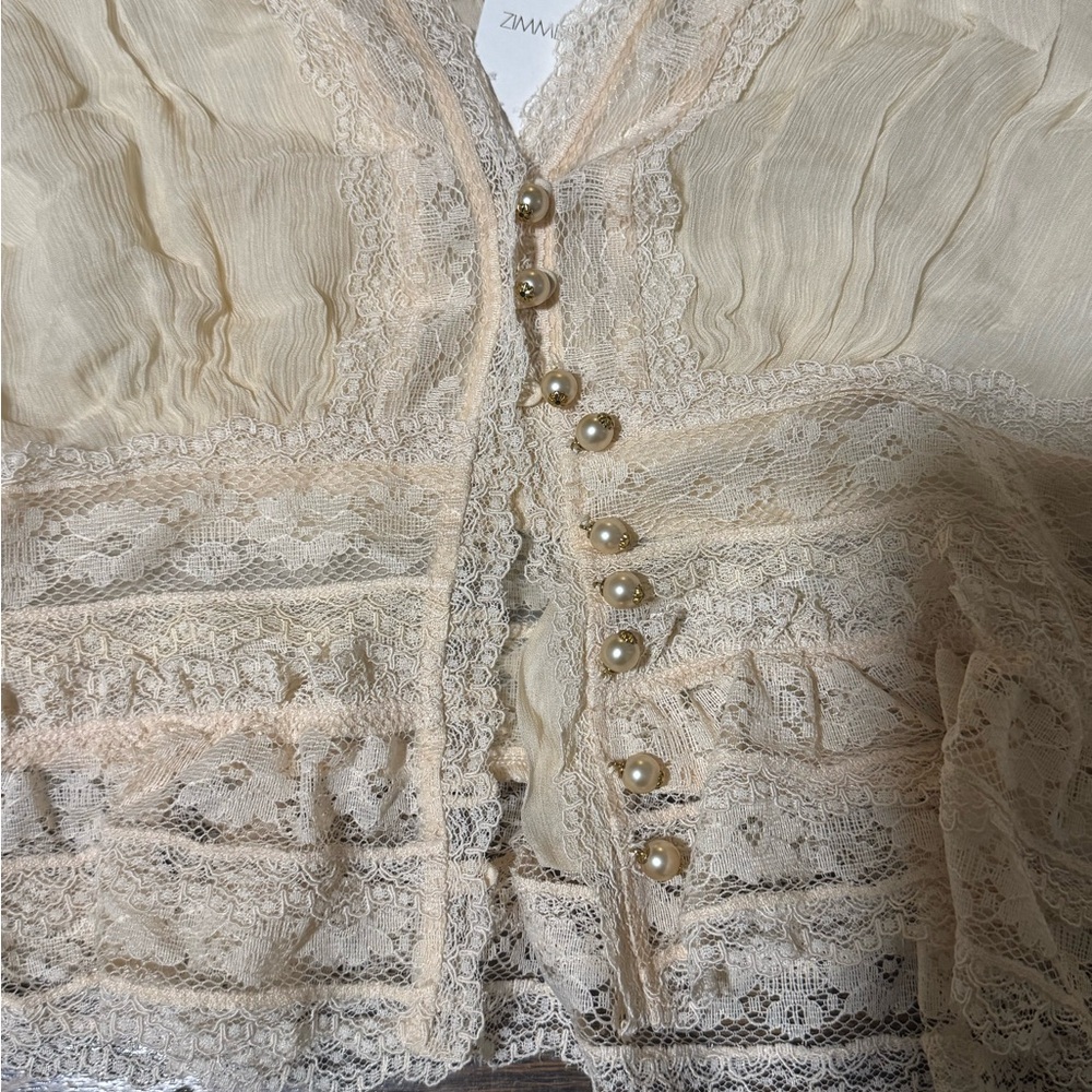 Zimmermann Natura V Neck Button Bodice Blouse - Picture 3 of 8